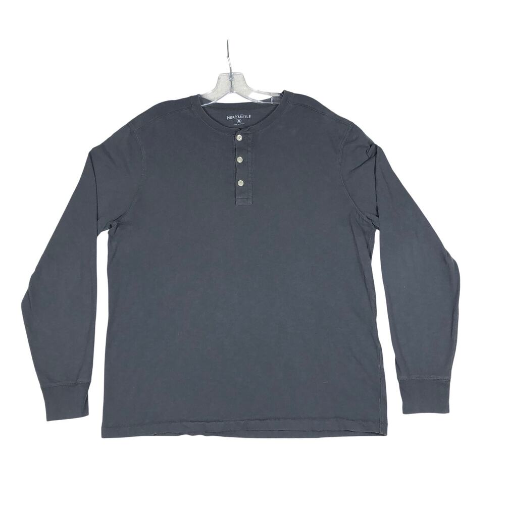 J Crew Mercantile Mens Shirt Sixe XL Henley Gray Long Sleeve